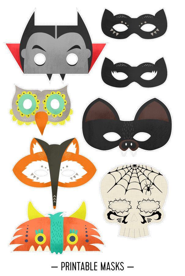 Printable Halloween masks perfect for kids' Halloween party photo booths 