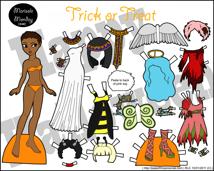 Free printable Halloween paper dolls with tons of cool costumes, via Paperthin Personas