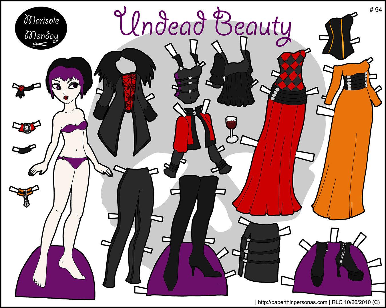 Free printable Halloween paper dolls from Paperthin Personas: Lots of other pages too