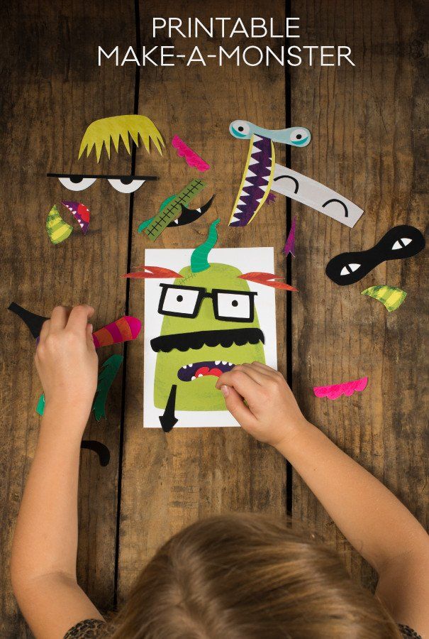 Cute printable monster make-a-face Halloween craft activity for kids