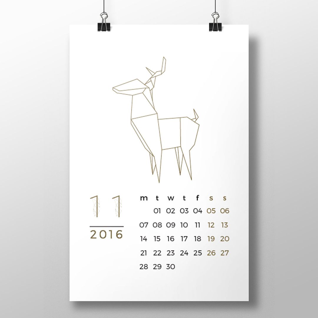 Printable origami 2016 calendar from Futska. Love the clean, minimalist design