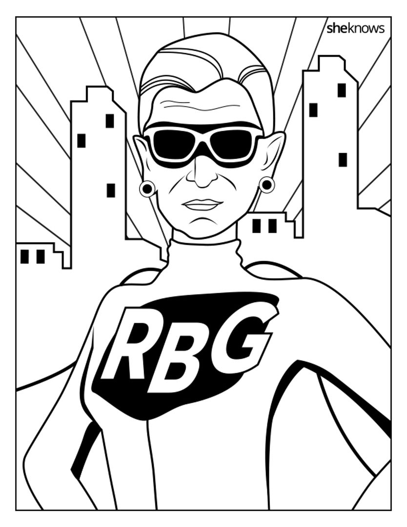 Free printable Ruth Bader Ginsburg coloring pages. Yes!