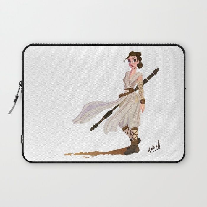Illustrated Star Wars Rey laptop sleeve by Aduahc