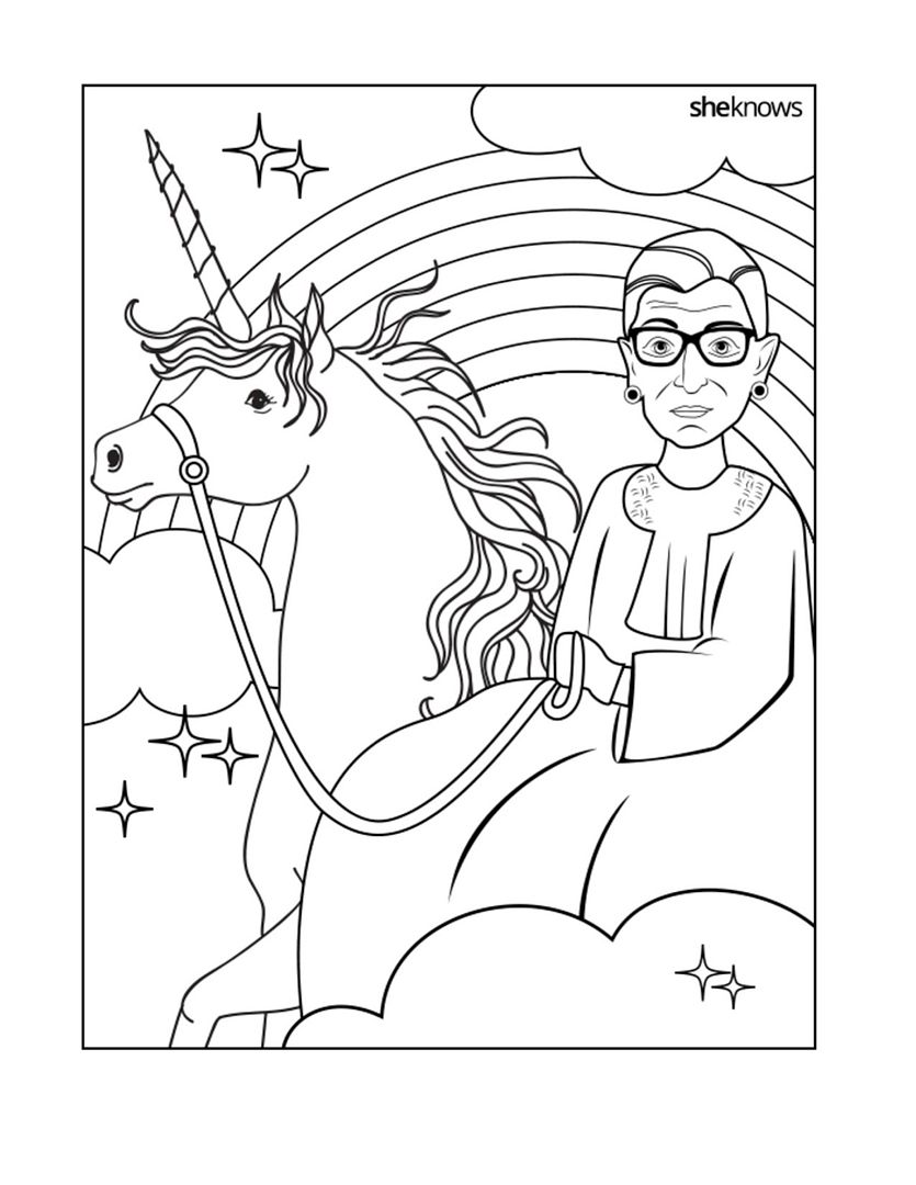 Ruth Bader Ginsburg free printable coloring pages at SheKnows. Yes!
