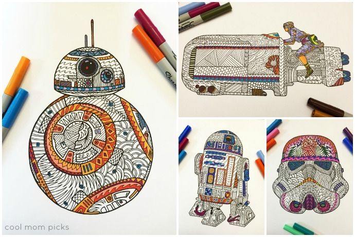 Printable Star Wars Force Awakens coloring pages : Rey, BB-8, R2D2, Darth Vader and more. So cool!