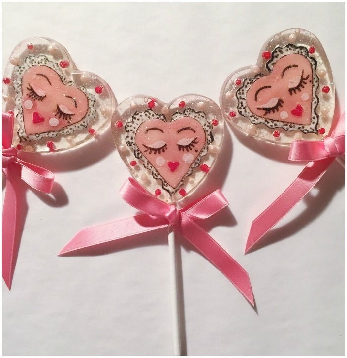 Strawberry Cream Sassy Heart Valentine's Lollipops from LA's A Secret Forest