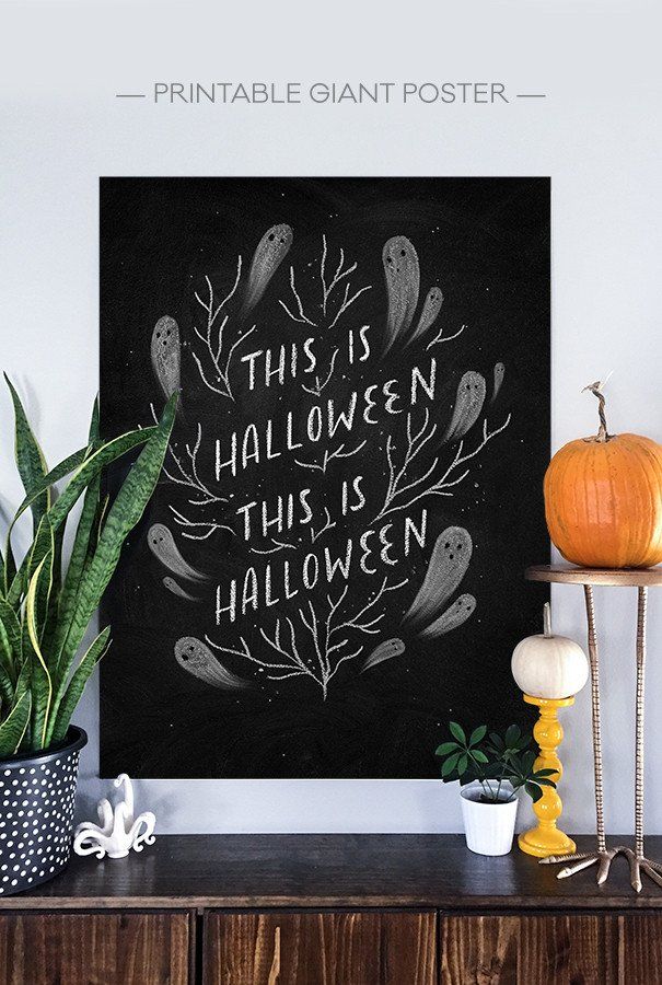 Printable This is Halloween giant chalkboard poster. Cool for more sophisticated Halloween decor.