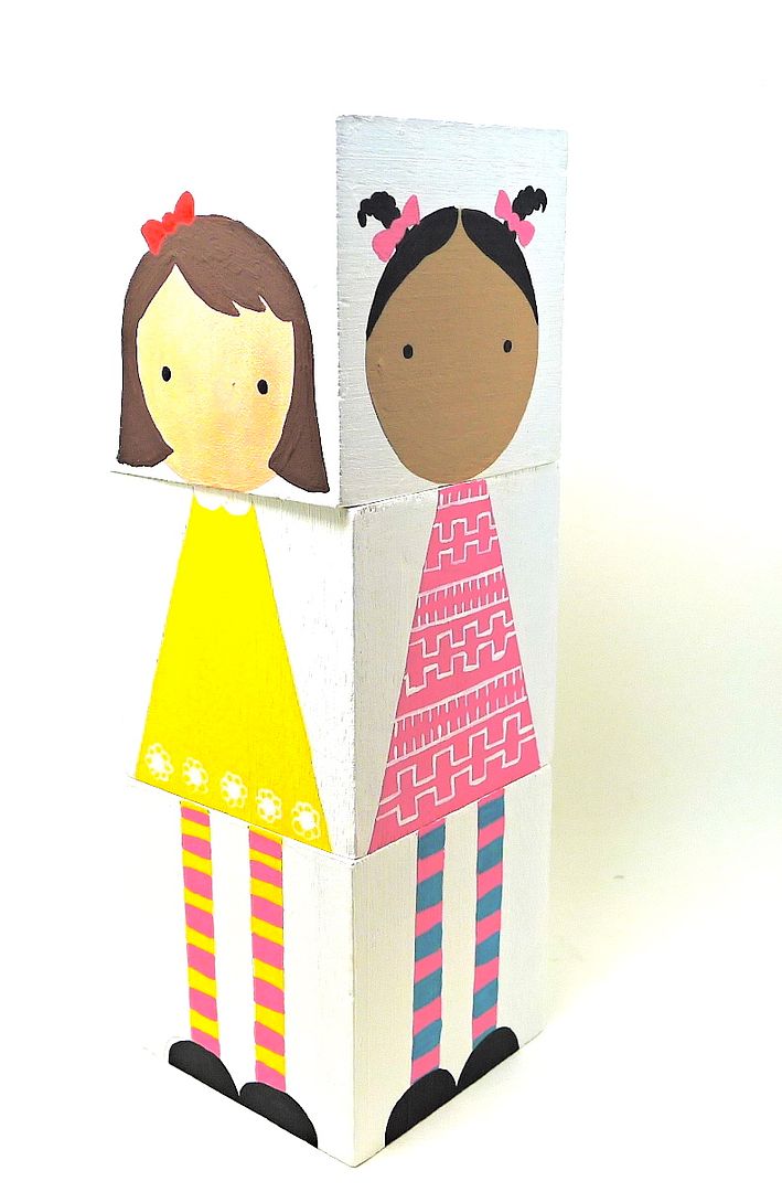 Handpainted mix and match doll blocks by Abby Jacobs