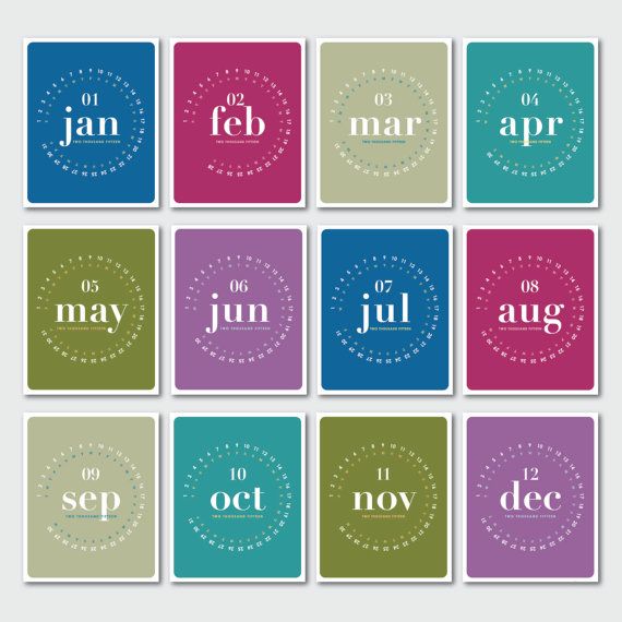 Printable 2015 calendar on Etsy, featuring modern typography