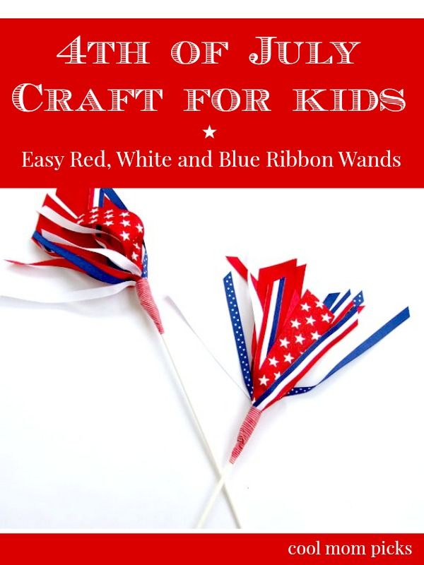 4th of July craft for kids: Red white and blue ribbon wand sparkler alternative | Cool Mom PIcks