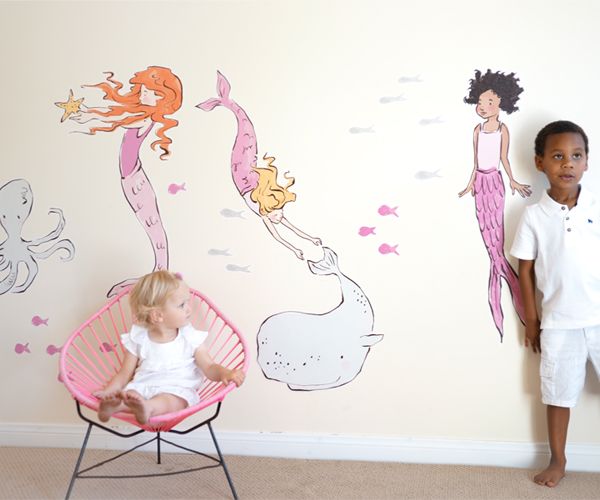 Mermaid wall decals for kids rooms by Sarah Jane for Pop and Lolli
