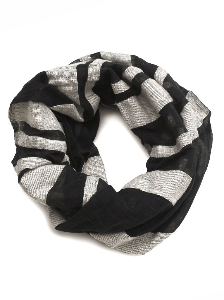 Black and white striped Anchinalu striped scarf on sale at FashionABLE
