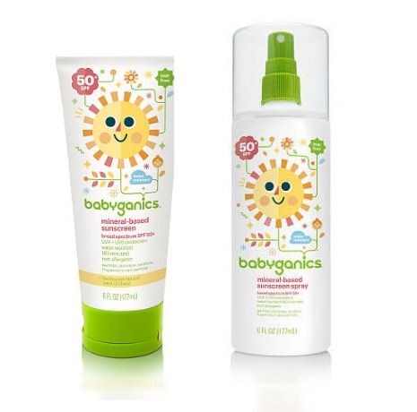 Babyganics Mineral Sunscreen in safe spray or lotion form 