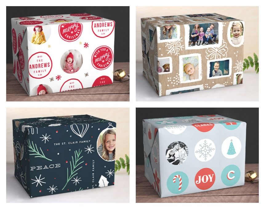 Custom photo gift wrap options for the holidays at Minted