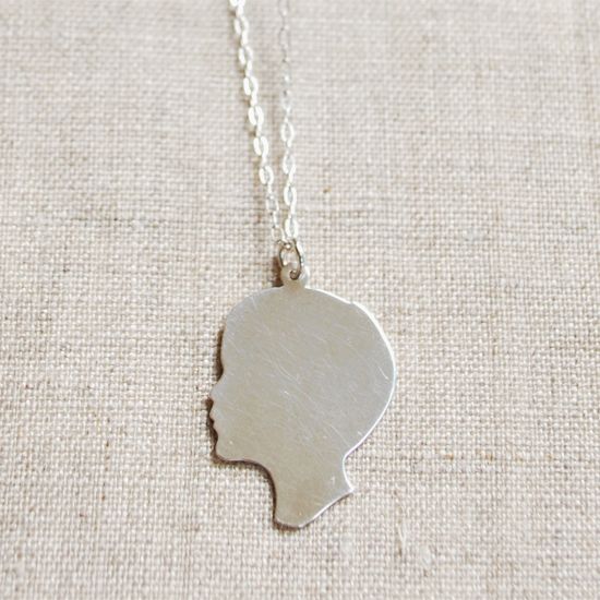Personalized silhouette gifts: sterling silhouette pendant at Le Papier Studio