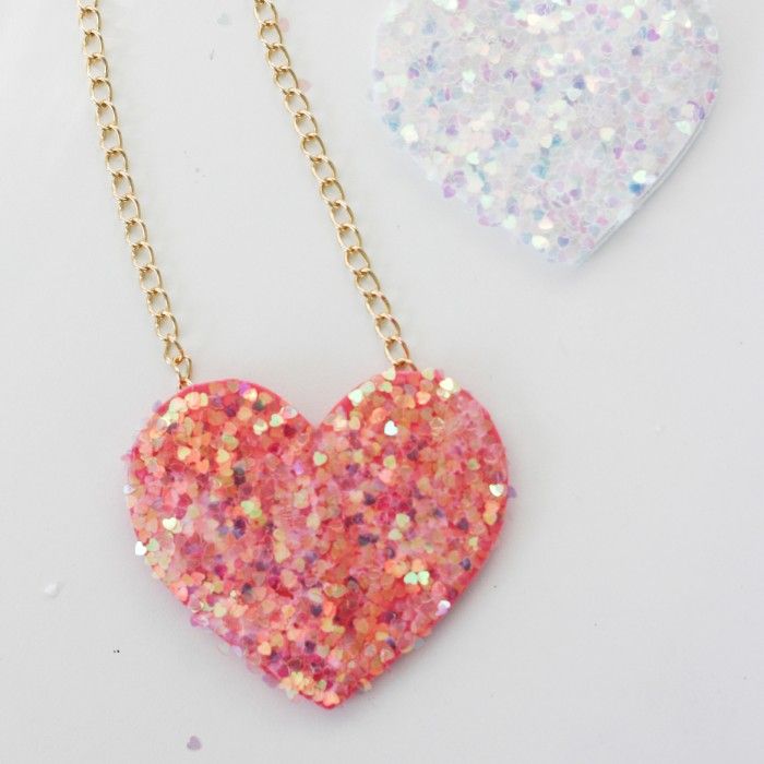 DIY Glitter Heart Necklace by The Allison Show | Cool Mom PIcks