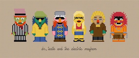 Muppets cross-stitch pattern: Dr Teeth and the Electric Mayhem Band