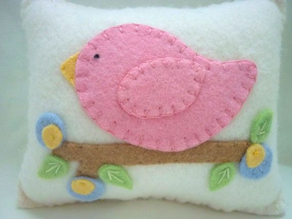 Easter basket gift ideas for kids - Felt birdie mini pillow/pincushion -Pennys by Kristie