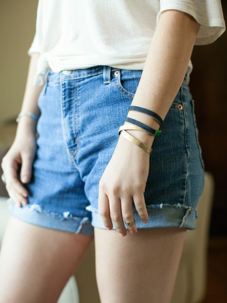 Stack of leather wrap bracelets that give back from FashionABLE | Cool Mom Picks