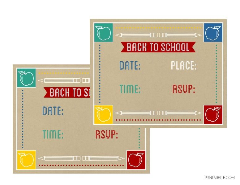 Free back to school printable party invitations at Catch My Party