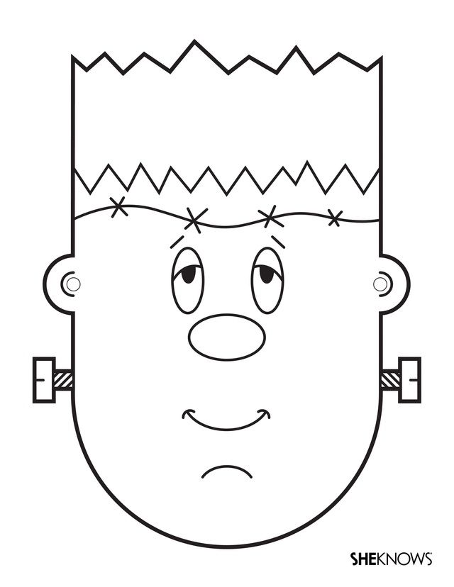 Free printable color-your-own Frankenstein mask for kids