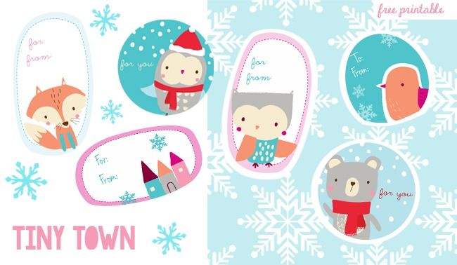 Free printable holiday gift tags from Zutano: Snowy animals