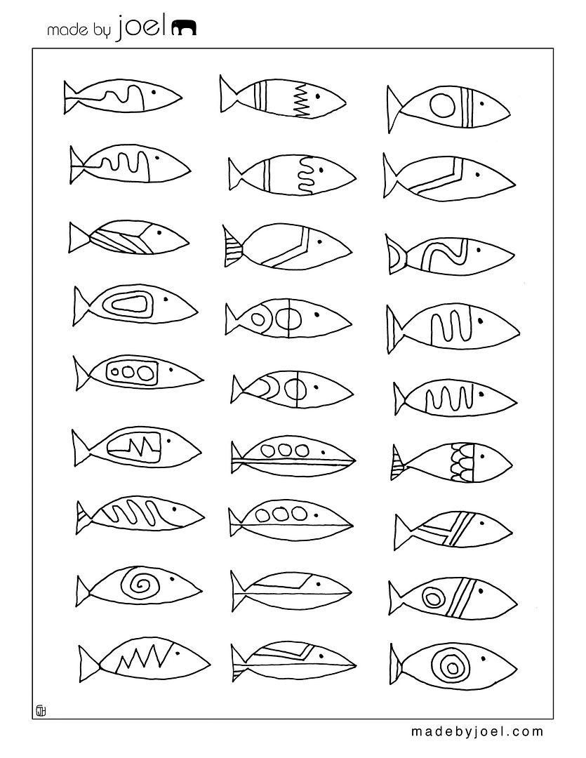 Free printable summer coloring pages: Modern fish by Made by Joel