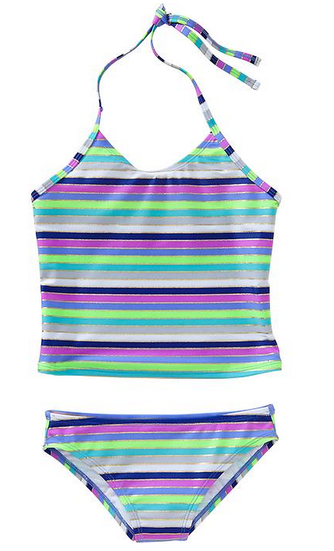 Striped tankini for girls at Old Navy