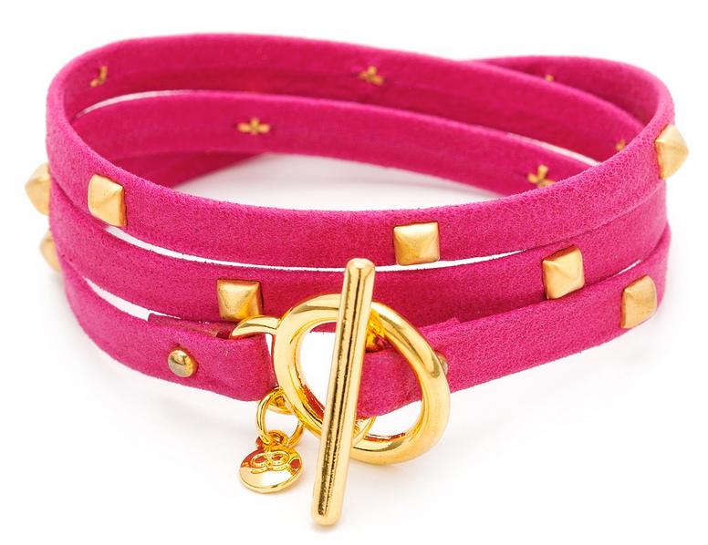 Pink neon leather wrap bracelet: Gorjana jewelry