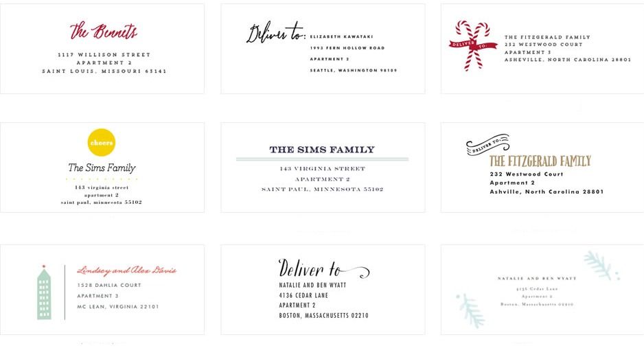 Minted pre-addresses your envelopes for you! Here's a sampling of styles