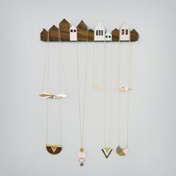 Necklace organization idea: Hanging jewelry rack by Shalom Ofir on Etsy