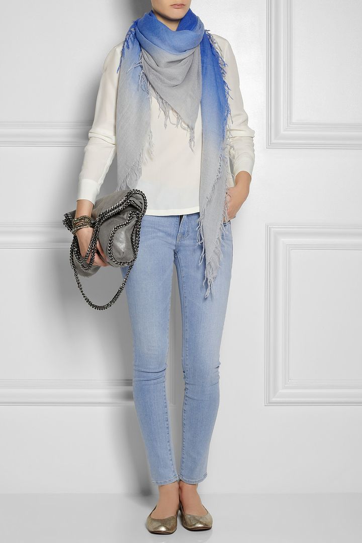 How to wear an ombre scarf: Jeans and tee | Chan luu scarf