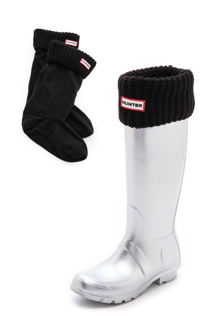 black hunter boots with socks