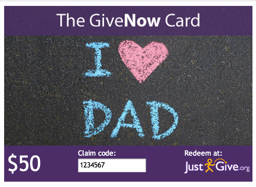 Charity Gift Card from justgive.org for Father's Day