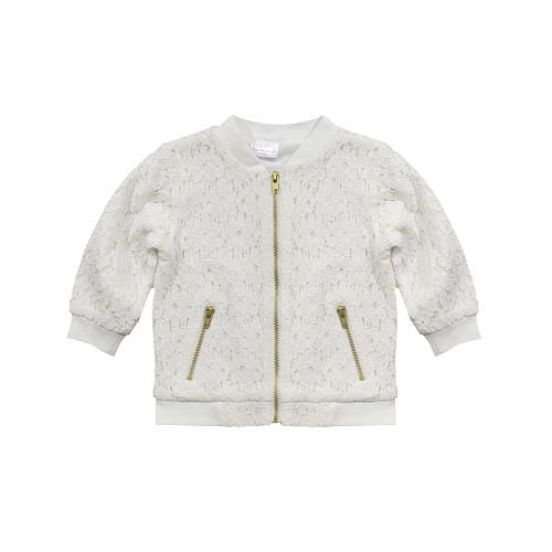 white baby bomber jacket from Kardashian Kids