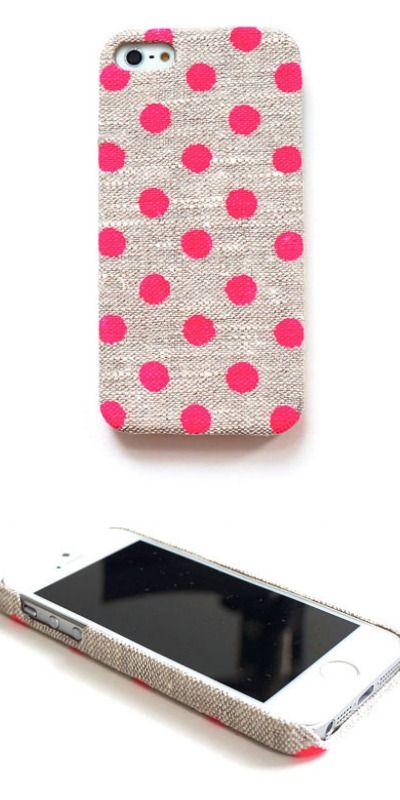 Polkadot handmade linen iPhone case on Etsy