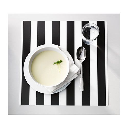 black and white LJUDA placemats at IKEA - surprising cool for a holiday table
