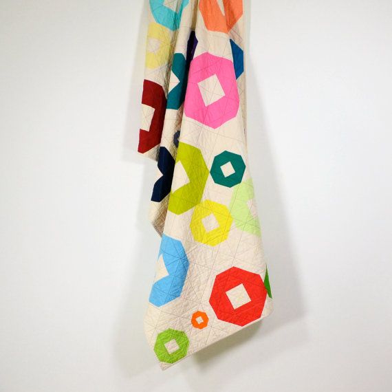 Handmade modern rainbow quilt | Twiggy and Opal