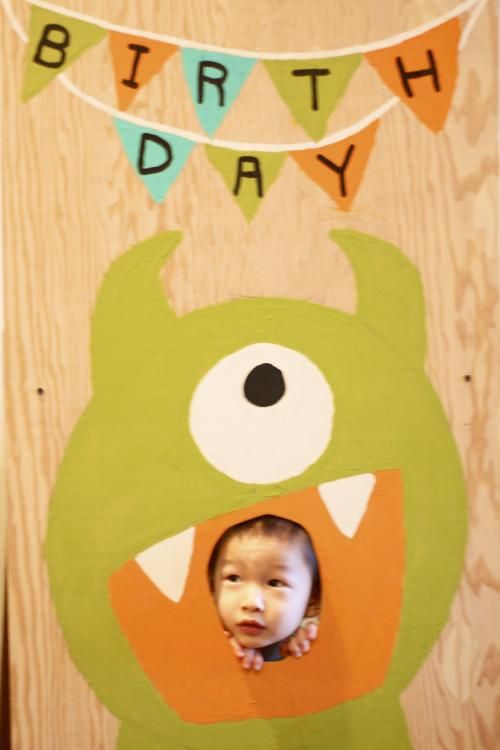 Monster party activity idea: Photo opp board made of plywood