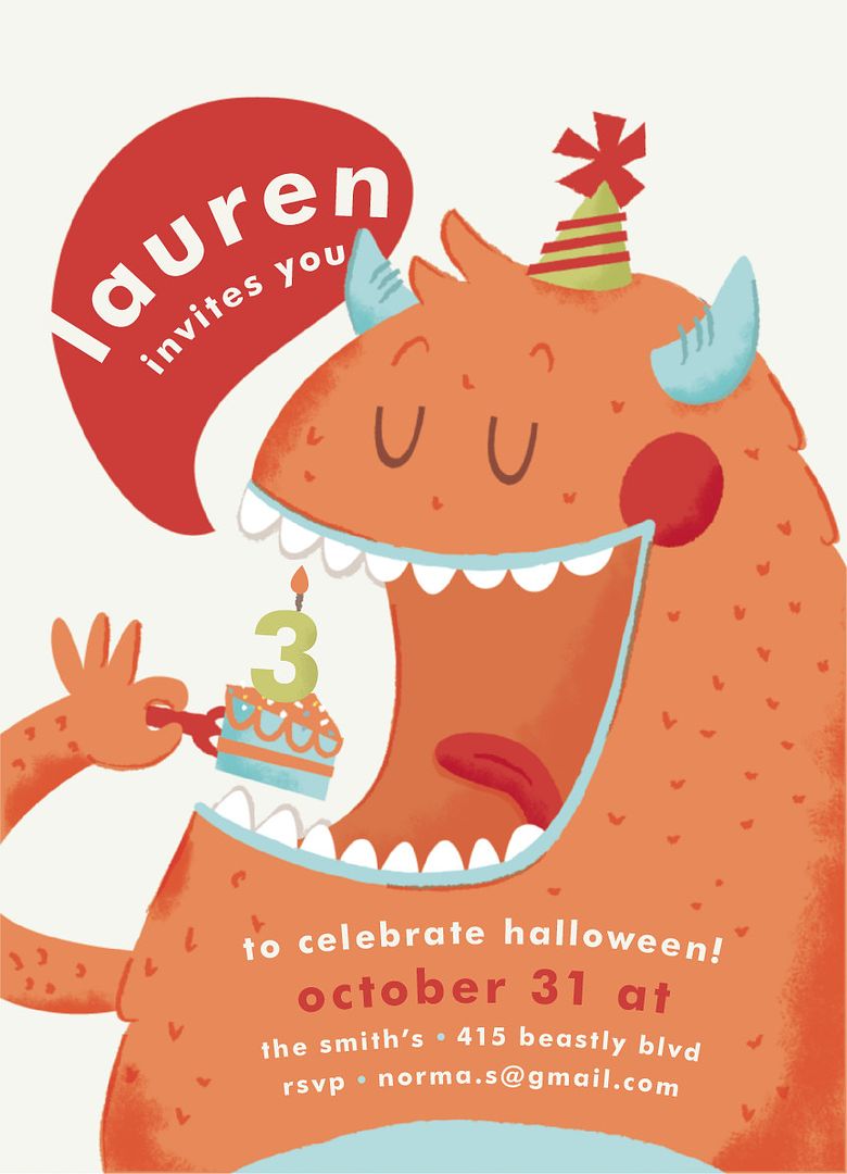 Monster party invitation at Minted