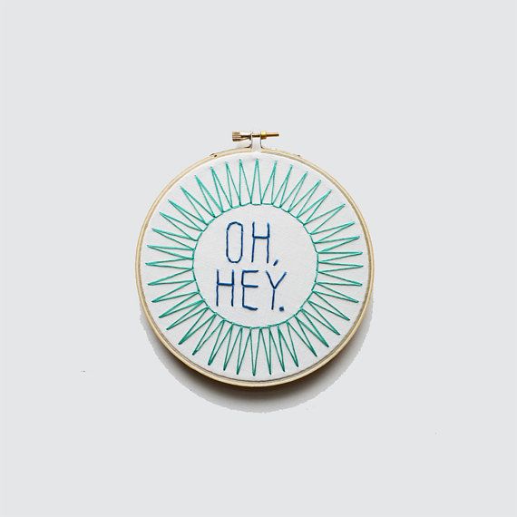 Oh Hey Embroidery Hoop art by Sarah K Benning on Etsy