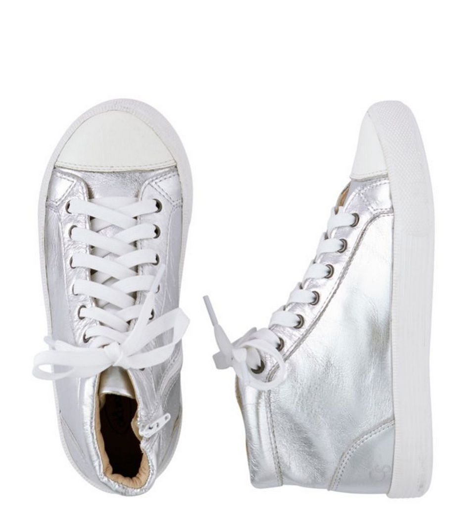 Old Soles silver high tops for kids at Tea Collection | coolmompicks.com