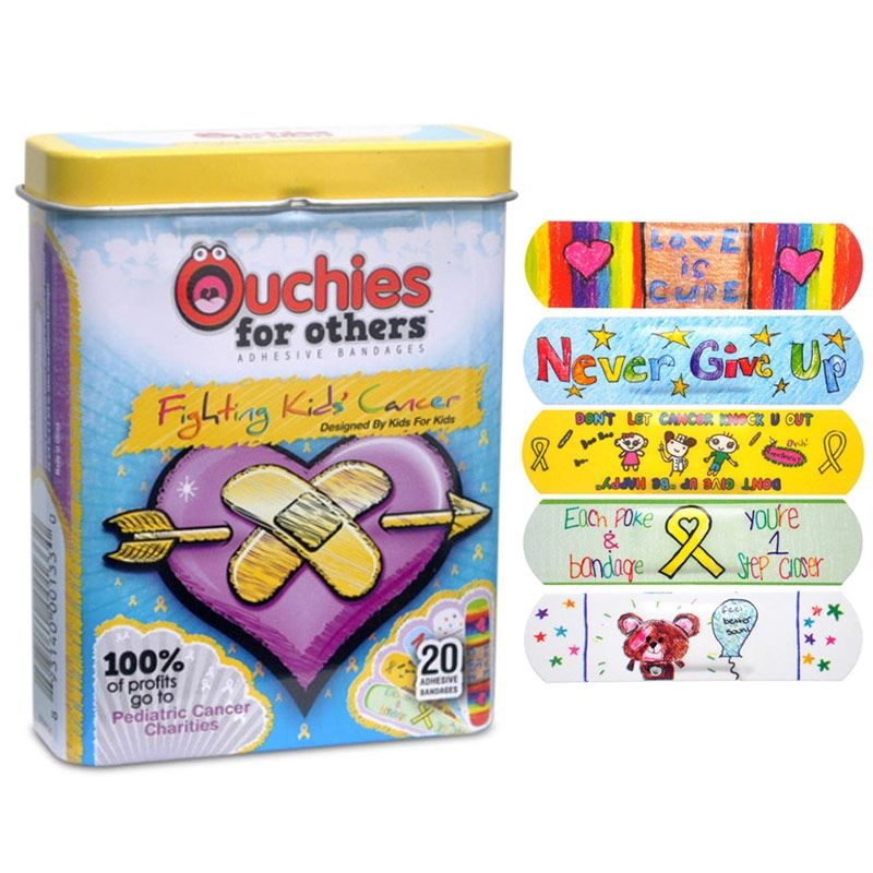 Party favors for 3 year olds: Ouchies for Others are fun bandages for a great cause