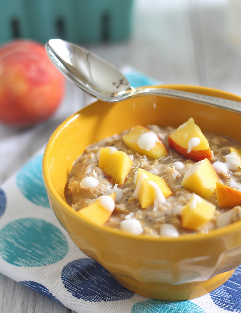 Peaches and coconut cream oats recipe at Running from the KItchen