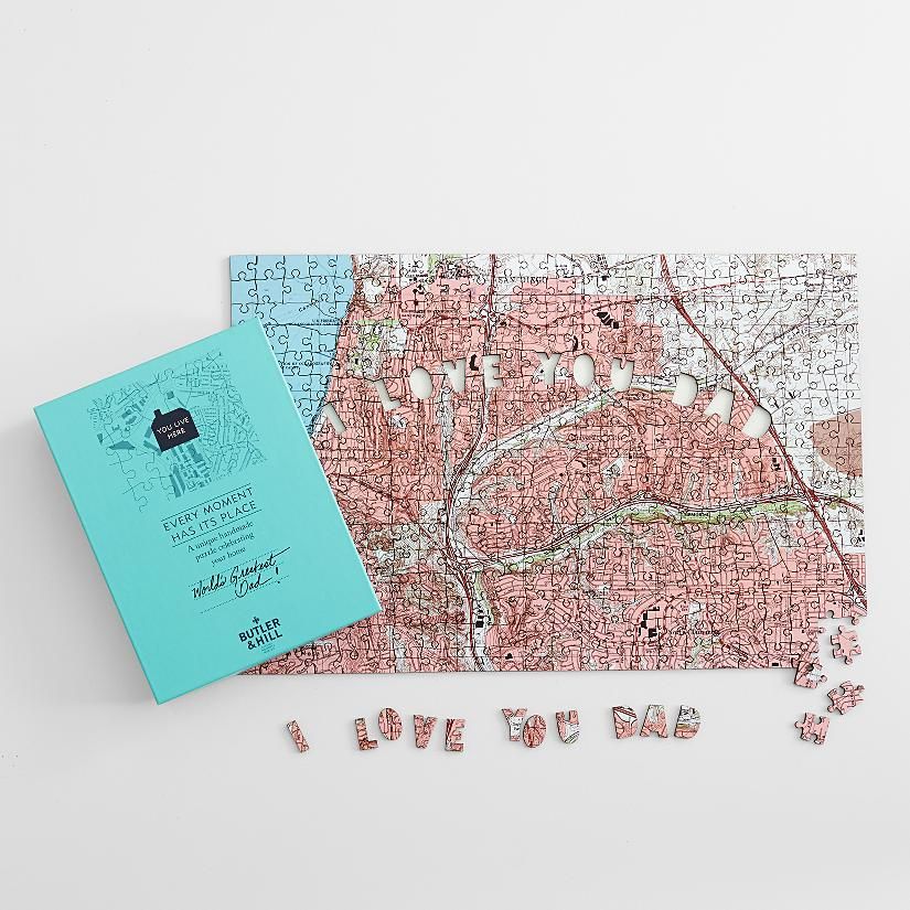 Personalized gifts for dad: Custom I Love Dad map puzzle at Red Envelope