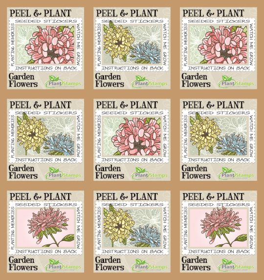 Plant Stamps are seeded stickers that you can plant so they grow into flowers