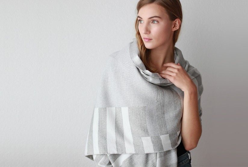 String theory hand-knit jacquard shawl for Mavenhaus Collective