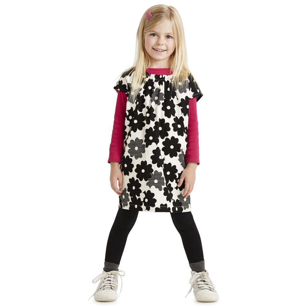 Black and white floral shift dress for girls from Tea Collection Bauhaus line
