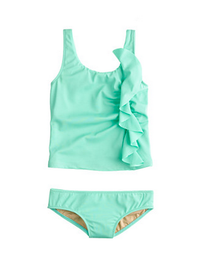 J Crew two-piece swimwear for girls: Ruffle tankini
