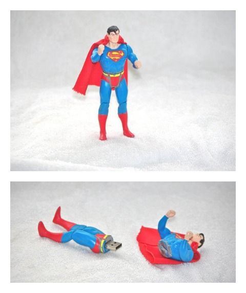 Flash drive from Vintage Superman action figure via Cool Mom Tech